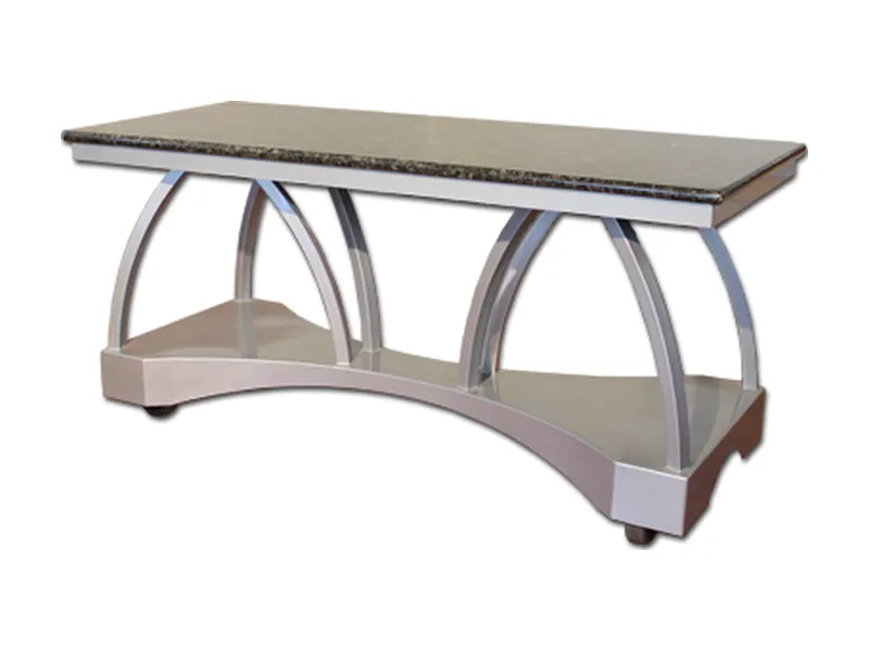 Mobile coffee break table Mobile coffee break table with silver arched base
