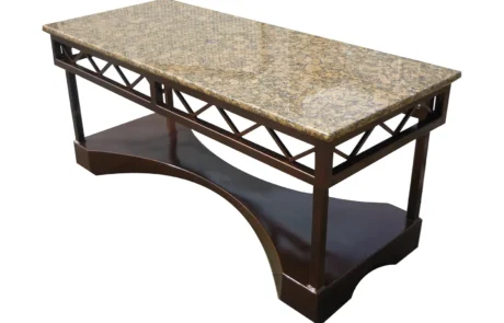 Coffee break table Coffee break table with tan granite top and dark truss base