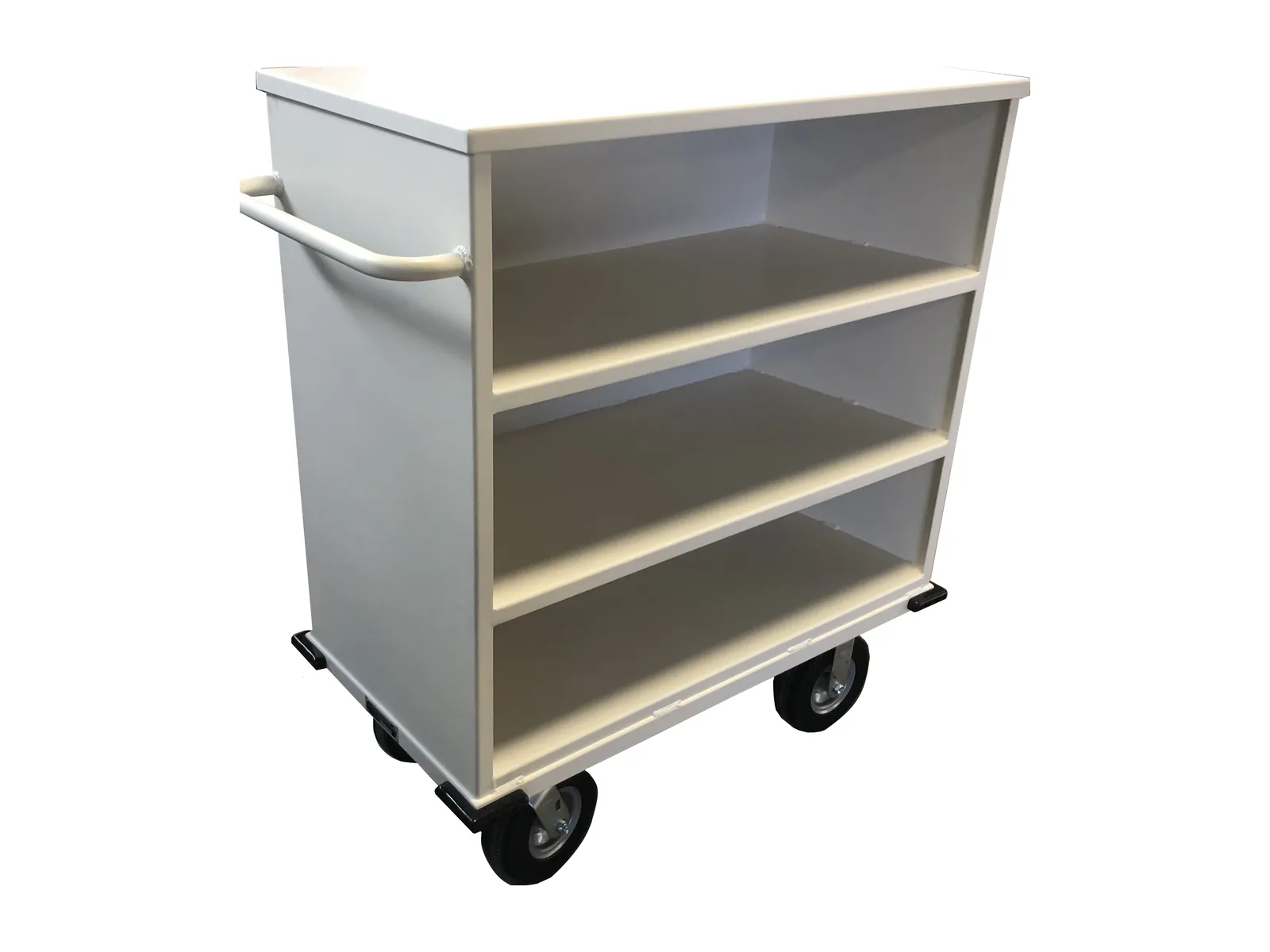 Semi-closed decorative utility cart Semi-closed decorative utility cart with white powder-coat finish