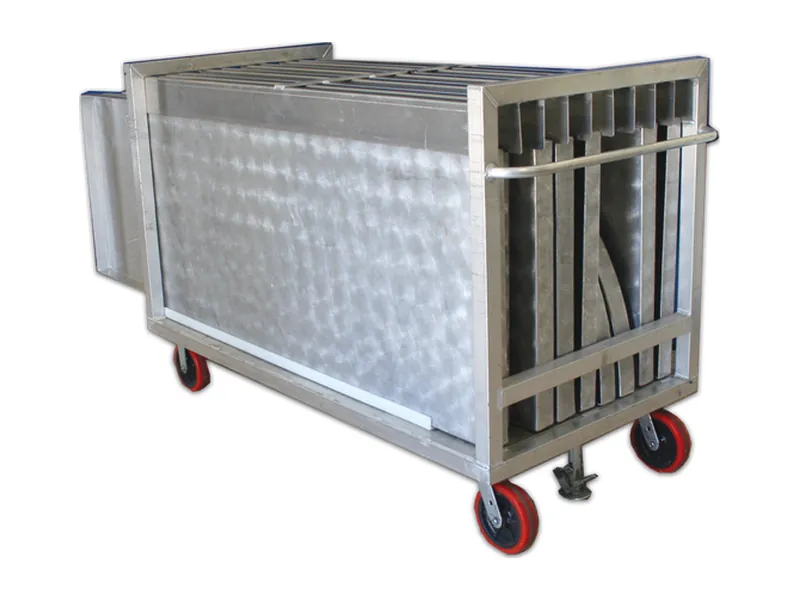 Vertical cart for transporting aluminum table toppers